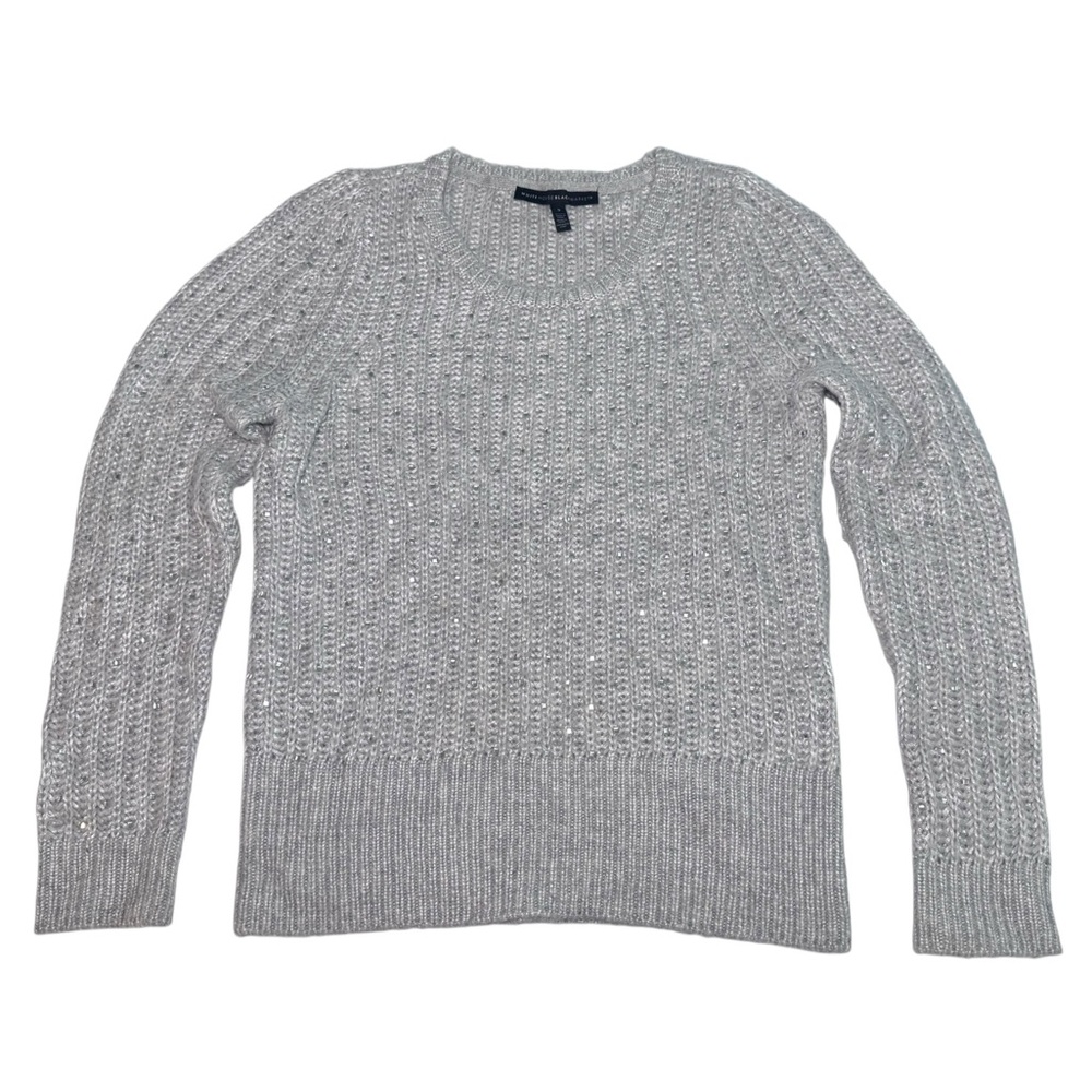 White House Black Market Wool Blend Grey Sparkle Sweater- Small